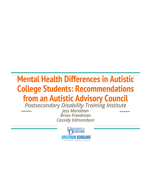 thumbnail of Mental Health Differences in Autistic College Students: Recommendations from an Autistic Advisory Council