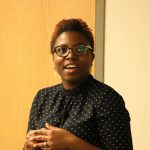 Professor Tia Barnes speaks at a Lunchtime Learning event