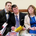 Members of the Louisiana delegation of the National Down Syndrome Society, practice their remarks while waiting to meet a Senate staffer.