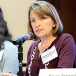Maureen Swanson of the Learning Disabilities Association of America gives testimony at an EPA public hearing on its proposal to roll back clean car standards in Pittsburgh, 2018.