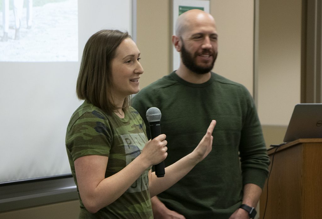 Megan and Josh Desilet speak about their daughter's experience with hippotherapy at CDS's April Lunchtime Learning event