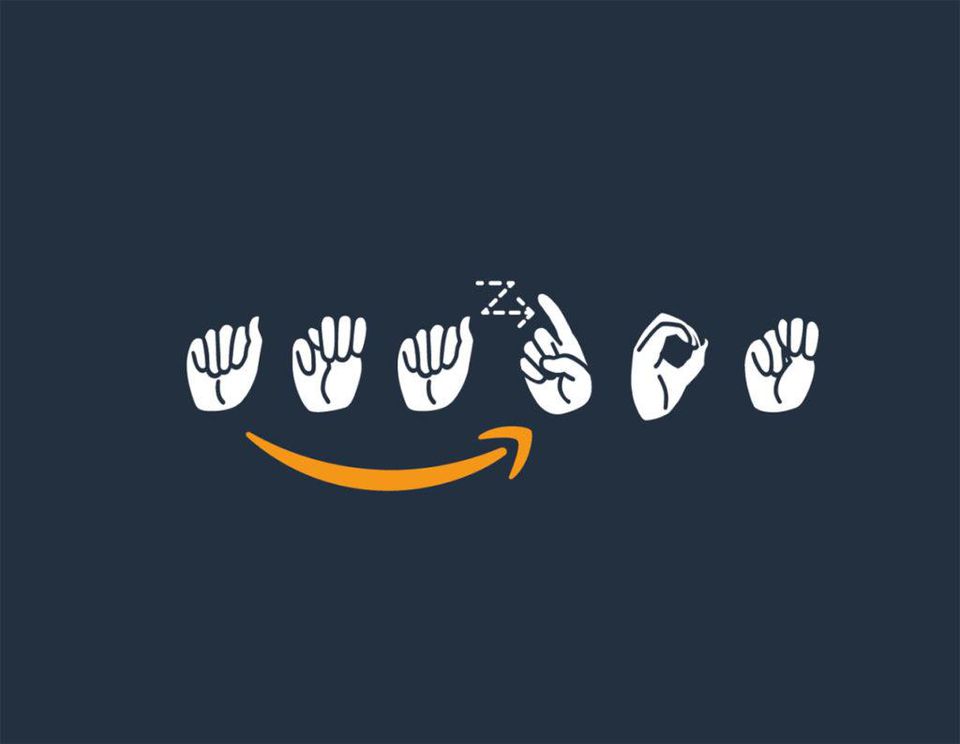 Amazon logo in American Sign Language.
