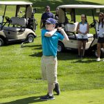 Tim Hengst, 13, of Clementon, N.J., who is legally blind, practices his swing at the Overbrook Country Club