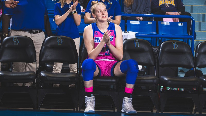 UD senior basketball player Rebecca Lawrence