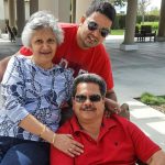 Kenneth French, top, with his parents Paola French and Russell French in a family photo