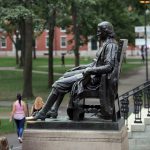 Statue of John Harvard at Harvard University