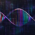 DNA double helix molecule, computer illustration.