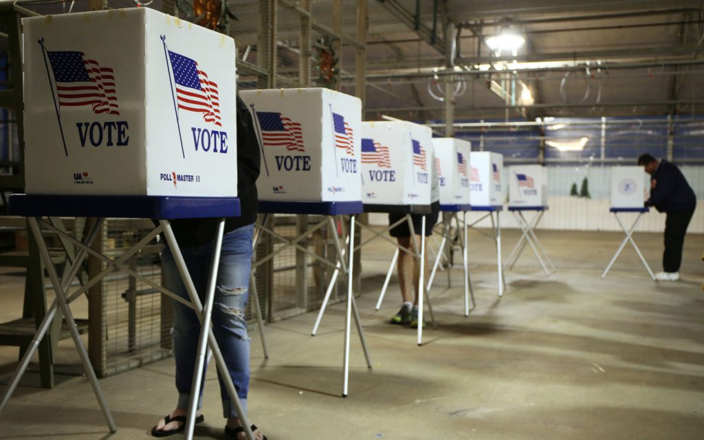 Polling place with voting stations