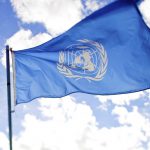 United nations flag blowing in the wind