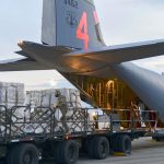 irmen from the 146th Airlift Wing of the California Air National Guard in Oxnard, Calif., deliver 200 ventilators to the New York Air National Guard's 105th Airlift wing at Stewart Air National Guard Base