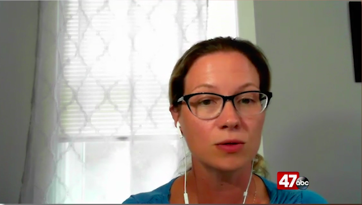 Division of Developmental Disabilities Services Community Services Director Cory Nourie speaks during a TV interview