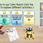 A virtual classroom with links to soothing activities such as yoga and breathing exercises