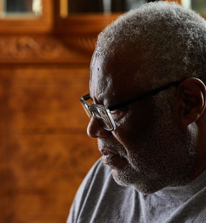 Brian Van Buren, a older Black man with grey hair has been living with Alzheimer’s since 2015