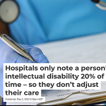A screenshot of the page where the story appears showing a dark-skinned person in scrubs with latex gloves and a stethoscope who is writing notes on a clipboard.