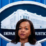 Assistant Attorney General for Civil Rights Kristen Clarke speaks at a news conference on Aug. 5, 2021
