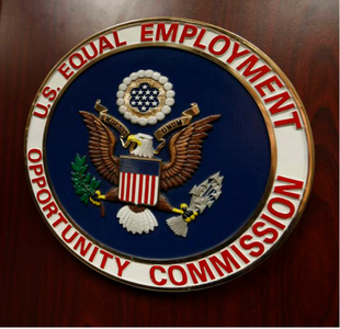 The shield of the U.S. Equal Employment Opportunity Commission on the front of a podium.
