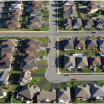 Blocks of cookie cutter houses as seen from above.