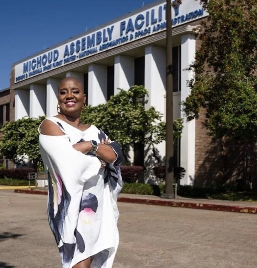 NASA scientist K. Renee Horton stands outside of the Michoud Assembly Facility