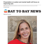 Headline of story, masthead of Bay to Bay News and Alisha Fletcher