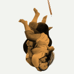 People in an embrace and birthday candles, falling