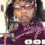 Sian Edwards meets with her teacher Lindsey Ferrero via the Co-VidSpeak video chat app