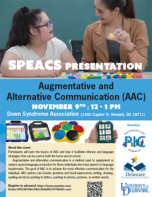 SPEACS presentation: Augmentative and Alternative Communication (AAC) flyer