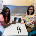 School of Nursing Associate Professor Xiaopeng Ji (right) and Fatou Marong, who is earning her master’s in health promotion, have created Catching Zzz, a chat-based app that uses artificial intelligence and cognitive behavior therapy-based interventions to improve sleep in autistic teens. Their work is funded by the Maggie E. Neumann Health Sciences Research Fund.